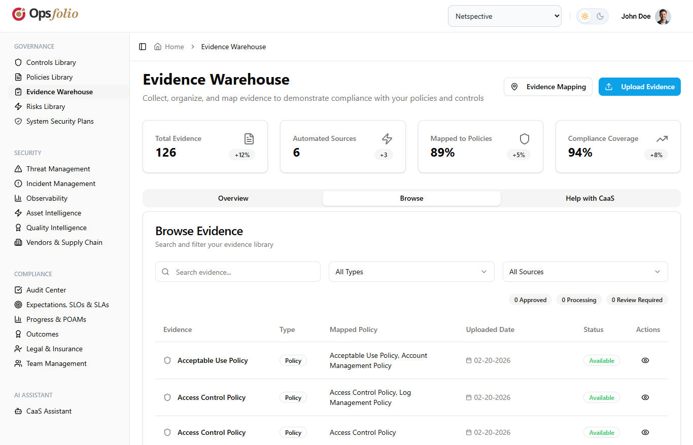 Evidence-warehouse-browse