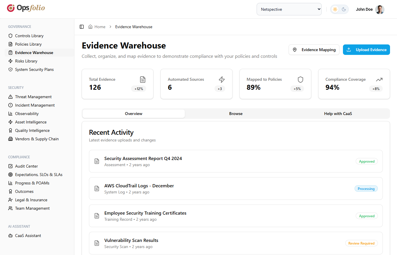Evidence warehouse