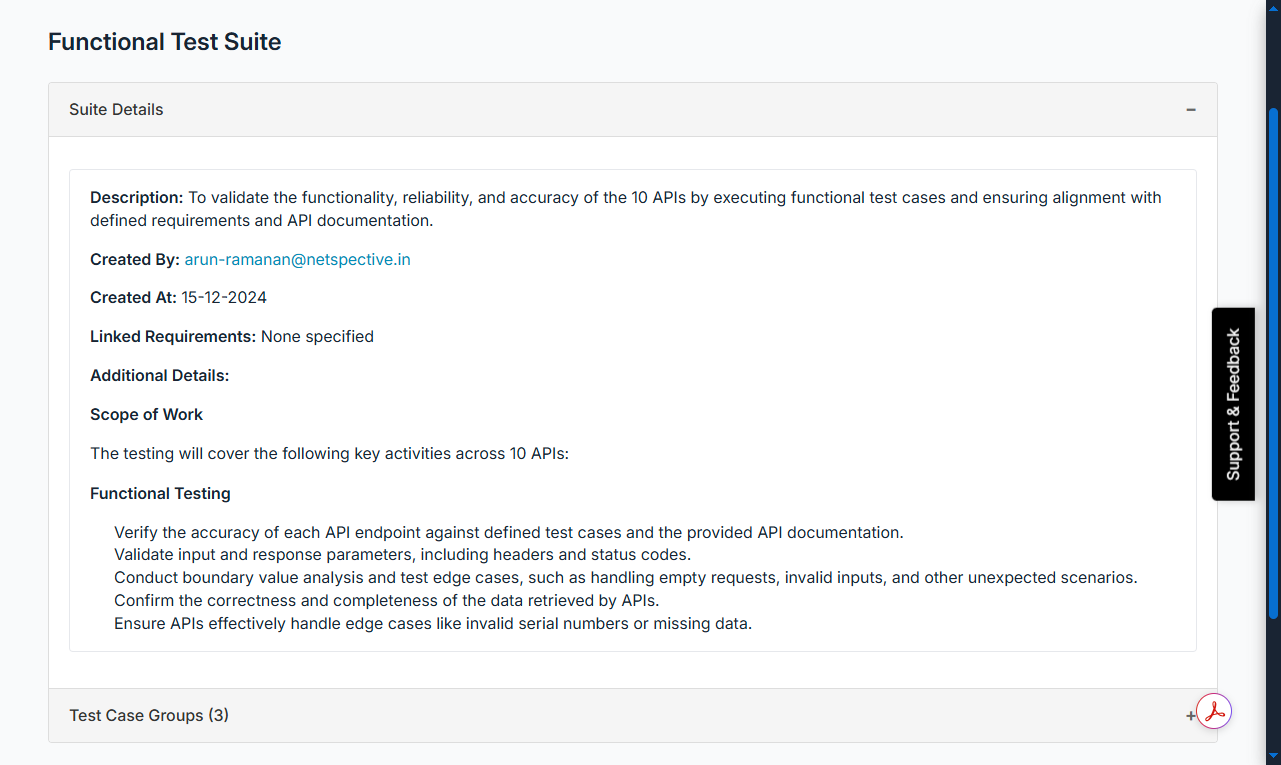 Qualityfolio SOC 2 compliance use case showing test execution history